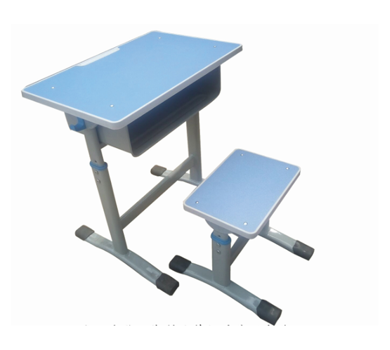 塑封边单柱升降课桌凳